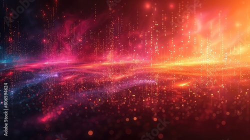 Futuristic technology background with glowing lines and particles 3d rendering