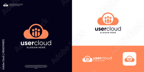 Teamwork cloud logo icon trendy. Simple community, people, unity symbol logo design.