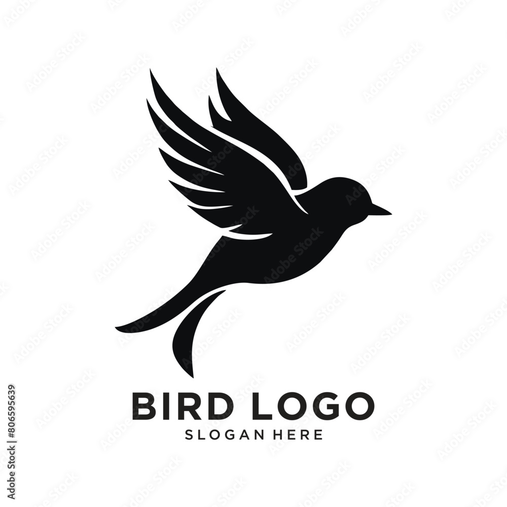 Fototapeta premium beauty black bird logo design vector illustration