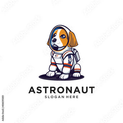 dog astronaut logo design vector illustration