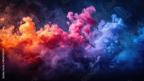 Colorful abstract background with smoke in a dark and colorful style. Created with Ai