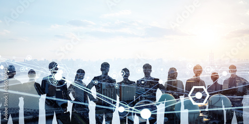 Fotografie Group of multinational businesspeople and communication network concept