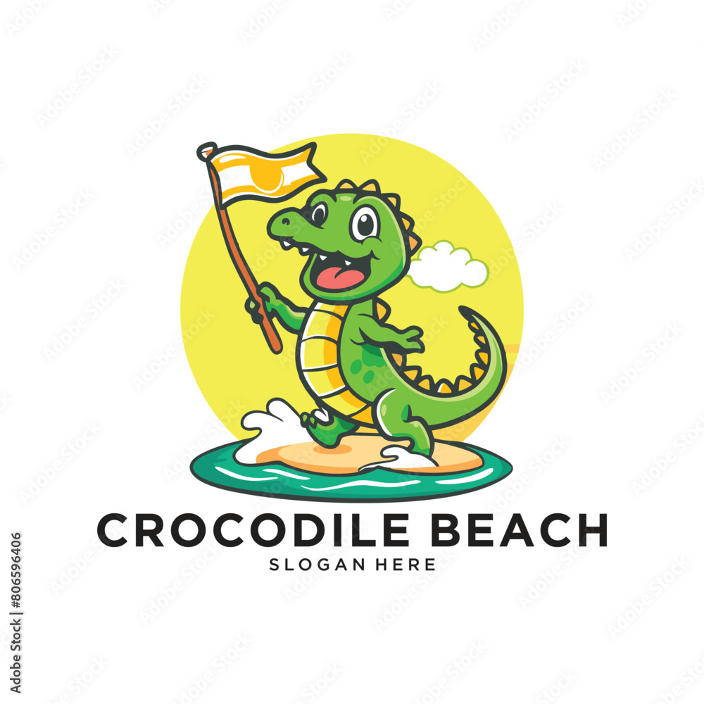 crocodile beach logo design vector illustration crocodile beach logo design vector illustration