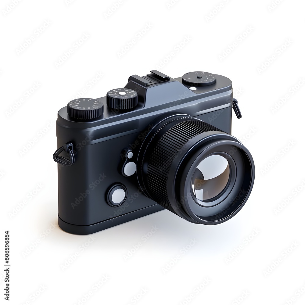 3D Photo camera on white background