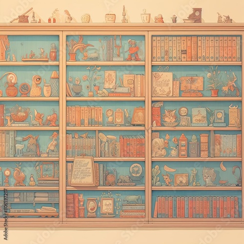encyclopedia shelves  long shelves filled with encyclopedia volumes
