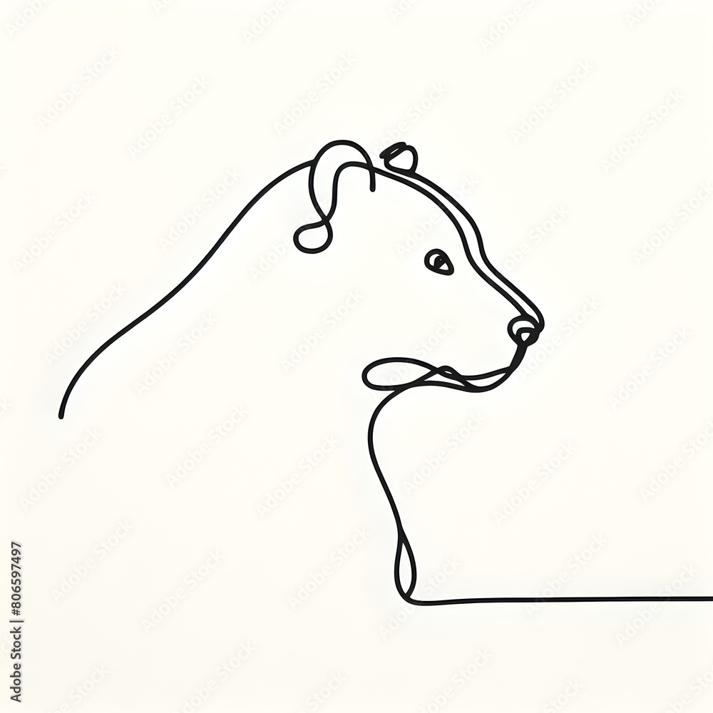 Minimalistic Bear Drawing: Single Black Line on White Background Minimalistic Bear Drawing: Single Black Line on White Background