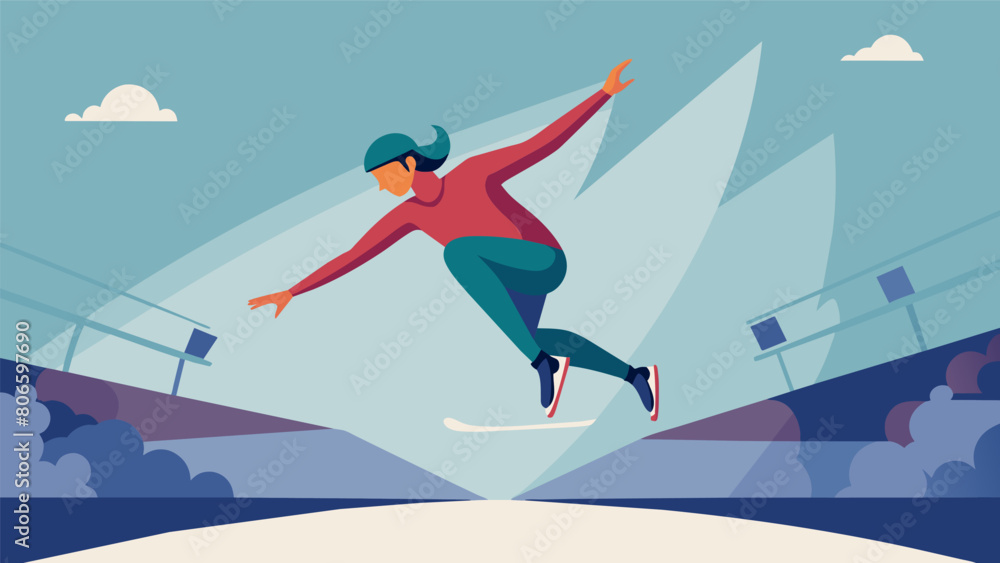A solo skater showcasing their impressive jumps and spins leaving the audience in awe of their talent.. Vector illustration