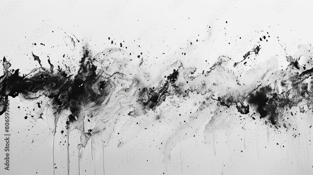 Artistic black and white wallpaper with an abstract ink blot design, creating a striking visual contrast Artistic black and white wallpaper with an abstract ink blot design, creating a striking visual contrast