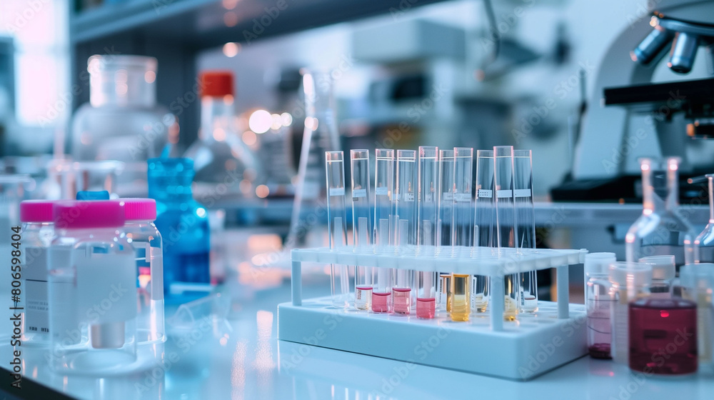 Lab Bench with Test Tubes Lab Bench with Test Tubes