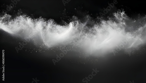 Christmas background. Powder dust light white PNG. Magic shining white dust. Fine, shiny dust particles fall off slightly. Fantastic shimmer effect photo