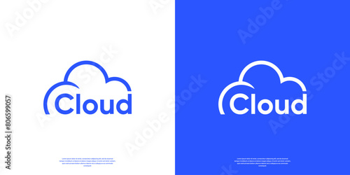 Modern cloud logo word mark symbol storage database server logo design.