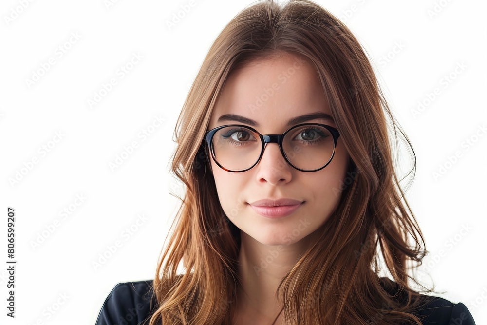 Young pretty woman, Economist photo on white isolated background
