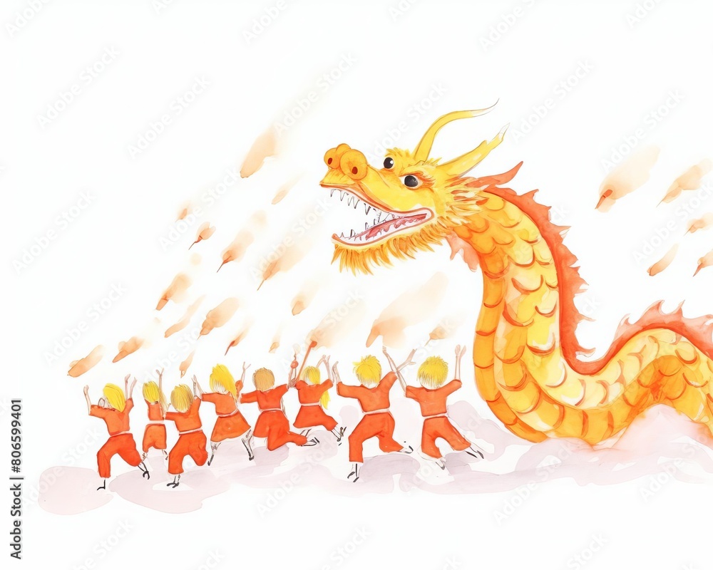 Obraz premium Chinese New Year, dragon dance during Chinese New Year