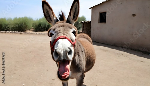 A Donkey With Its Mouth Open Chewing Cud Upscaled 10
