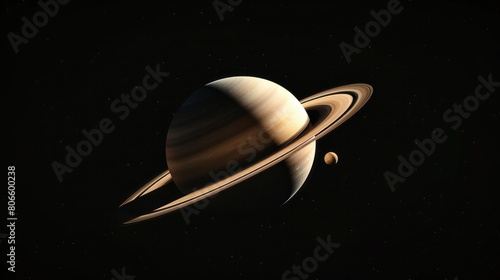 Planet Saturn on black space background