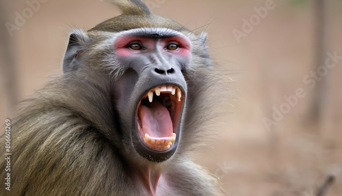 a-baboon-using-its-vocalizations-to-communicate-wi-upscaled_4 photo