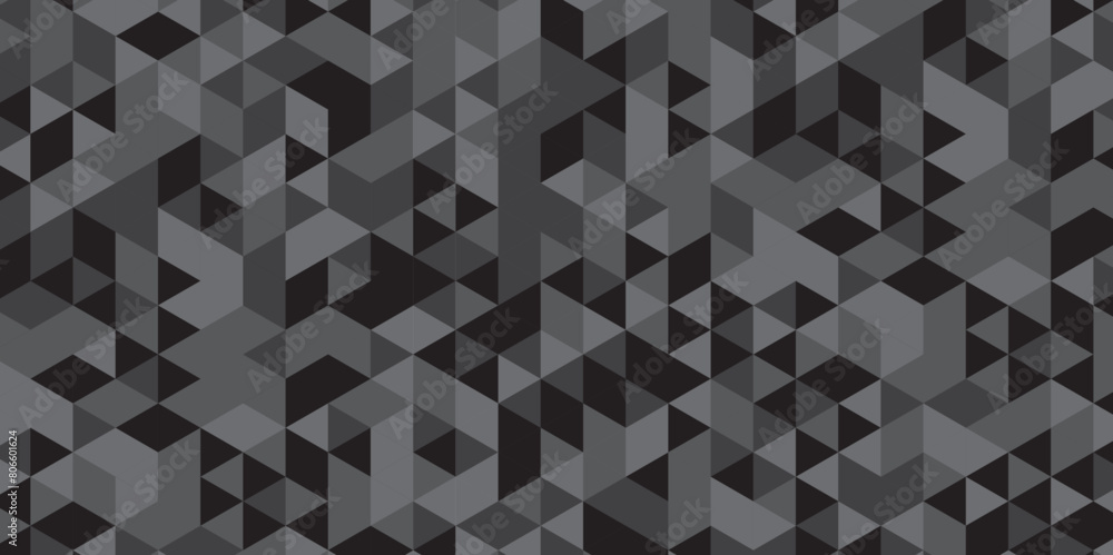 Abstract geometric black and gray background seamless mosaic and low polygon triangle texture wallpaper. Triangle shape retro wall grid pattern geometric ornament tile vector square element. Abstract geometric black and gray background seamless mosaic and low polygon triangle texture wallpaper. Triangle shape retro wall grid pattern geometric ornament tile vector square element.