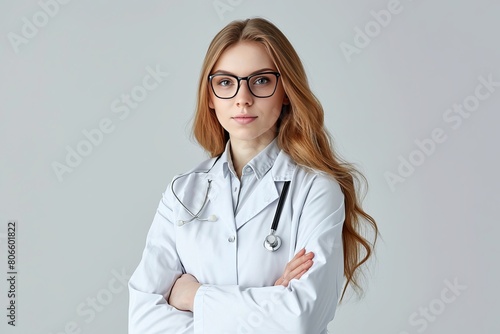 Young pretty woman  Epidemiologist photo on white isolated background