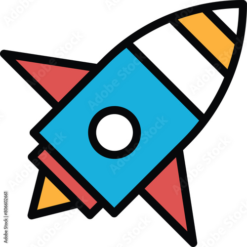A rocket is flying in the sky In the concept of business icons