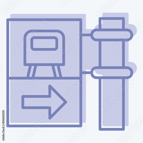 Icon Train Station. related to Train Station symbol. two tone style. simple design illustration