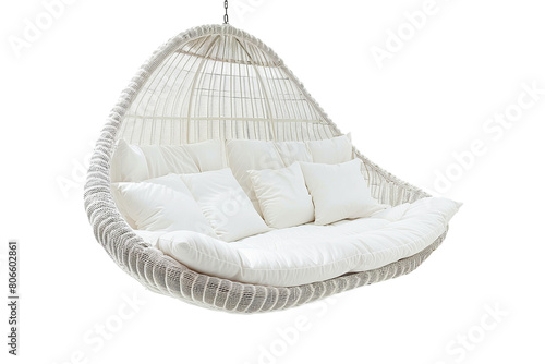 Bench with pillows on a swing on a transparent background