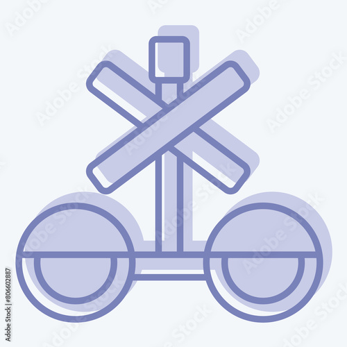 Icon Train Stop Sign. related to Train Station symbol. two tone style. simple design illustration