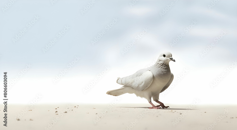 Obraz premium dove on the road on white background