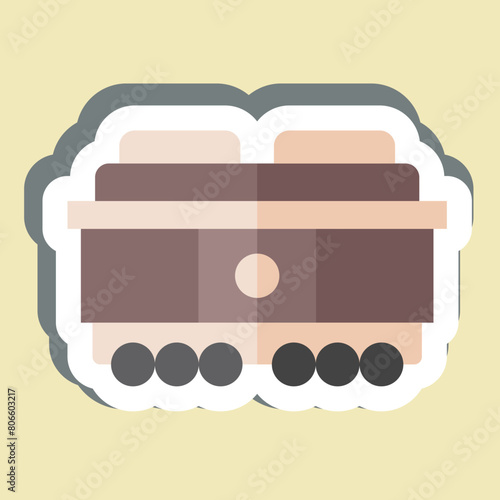 Sticker Freight Car. related to Train Station symbol. simple design illustration