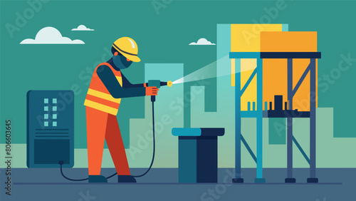 The clang of the welding machine echoes through the construction site as the skilled worker creates a solid connection between two metal beams.. Vector illustration