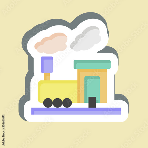 Sticker Train Smoke. related to Train Station symbol. simple design illustration