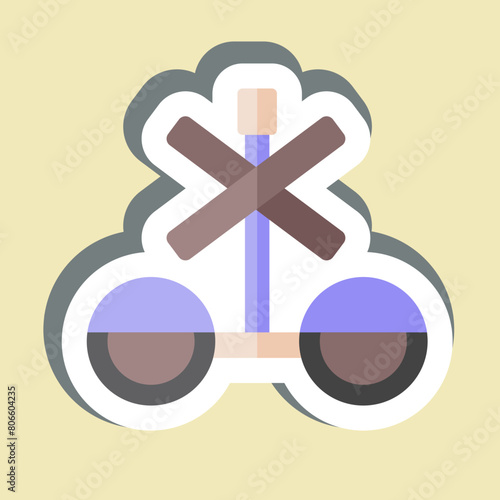 Sticker Train Stop Sign. related to Train Station symbol. simple design illustration