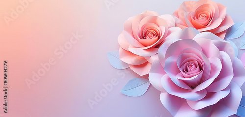 Elegant paper-cut roses on a soft gradient background  perfect for expressing appreciation on Mother s Day.