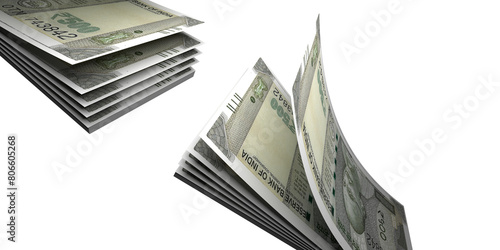 india currency .A five hundred rupee note with white background - Wealth concept