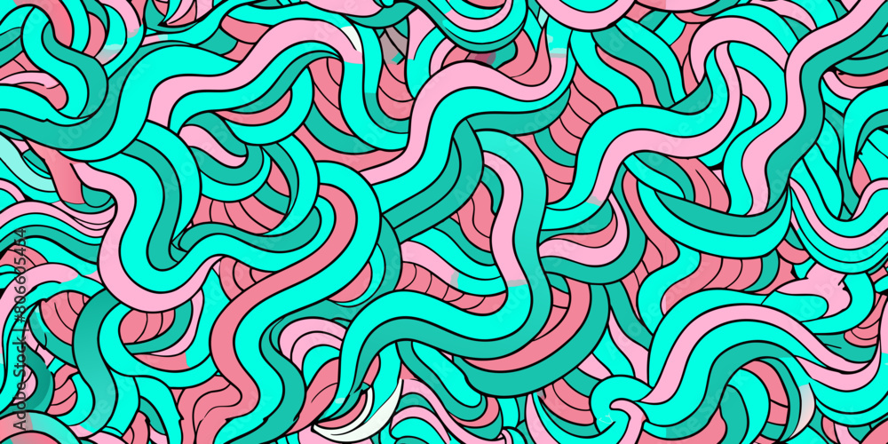 Seamless abstract pattern, tangle wavy hair background	