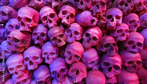 skull and crossbones, Pen tool cutout. Horror concept. Halloween season decoration. Stacked skulls in a large pile of bones. Forgotten ancient graveyard. © Bilal