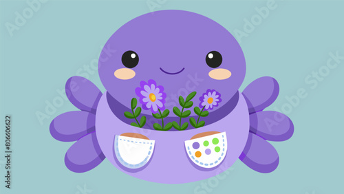 A plush octopus toy for ferrets designed with hidden pockets filled with soothing lavender and chamomile to keep them calm and entertained during. Vector illustration