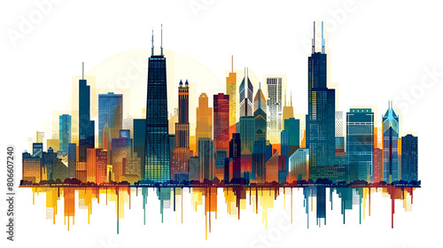 Abstract of Chicago illustration isolated on white background