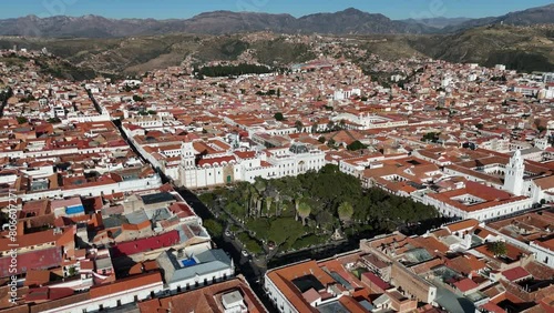 Sucre capital city of bolivia bolivian drone aerial view south america Casa de la Libertad Chuquisaca photo