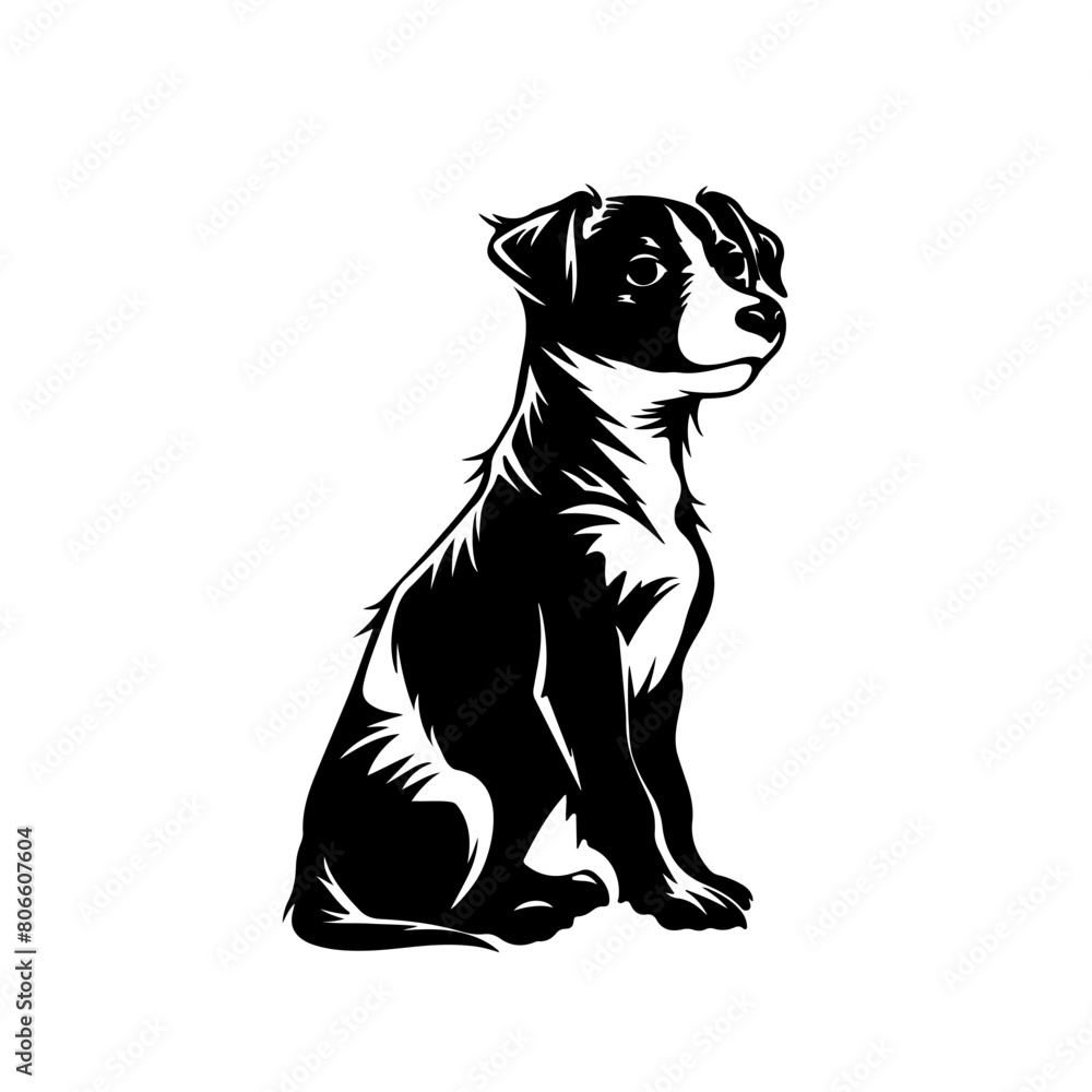 Stencil of a seated Jack Russell terrier, vector illustration