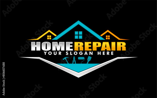 home repair  and Building construction logo design template, Illustration vector graphic home services renovation, contractor modern logo 