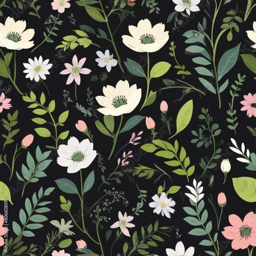 Repeating pattern, abstract pattern flat 2d flower