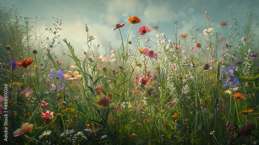 Obraz premium Unveiling the Breathtaking Beauty of Summer Meadow Flowers in All Their Glory