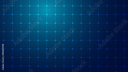 Grid for Virtual Technology Futuristic User Interface HUD. Dark Blueprint Grid. Sci-Fi Squares Mosaic Digital Tech Backdrop. Vector Background.