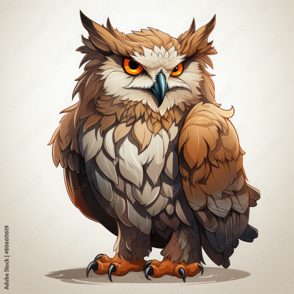 Obraz premium Watercolor Griffin owl, clipart Illustration, Generative Ai