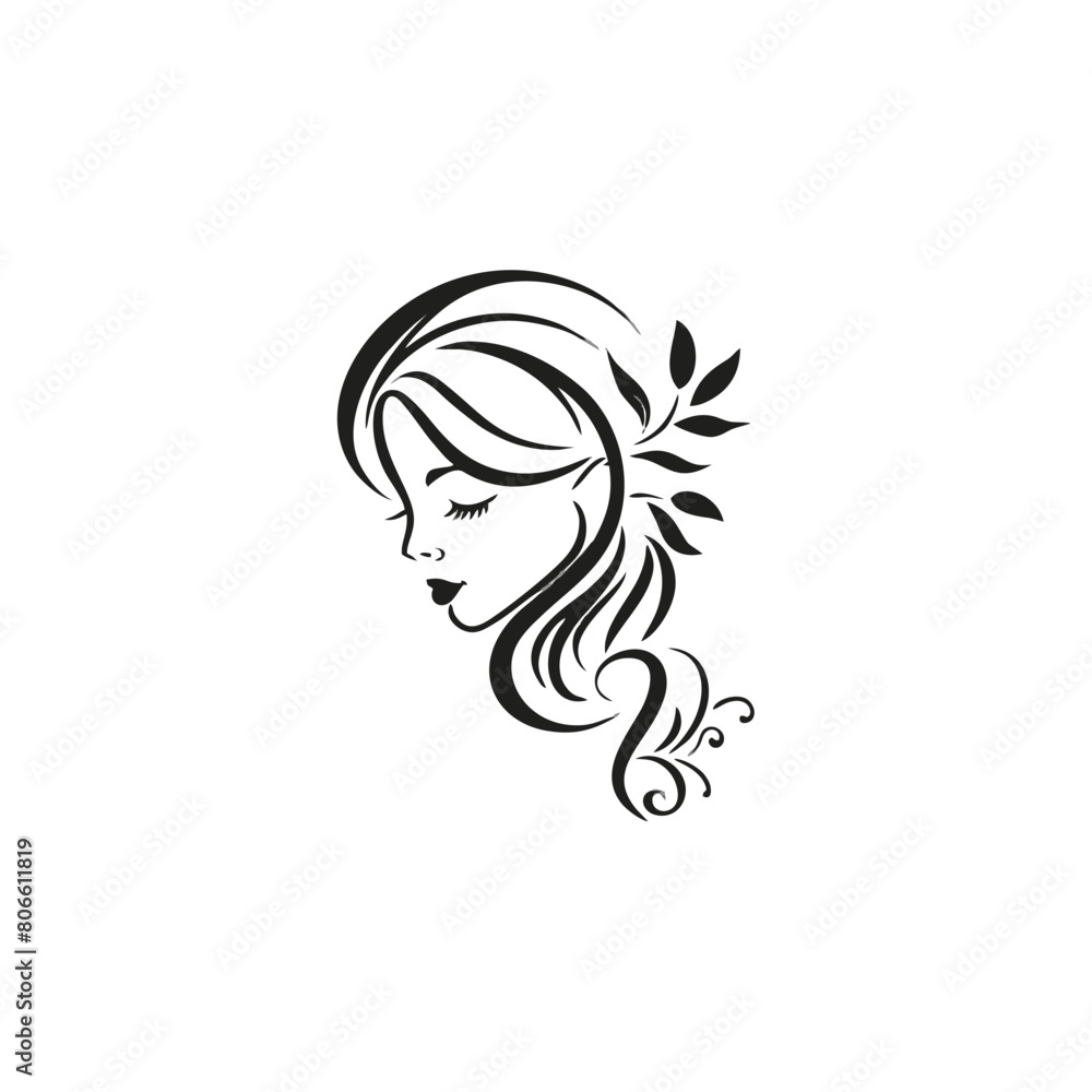 illustration line drawing Portrait of a Beautiful Woman's Face illustration line drawing Portrait of a Beautiful Woman's Face