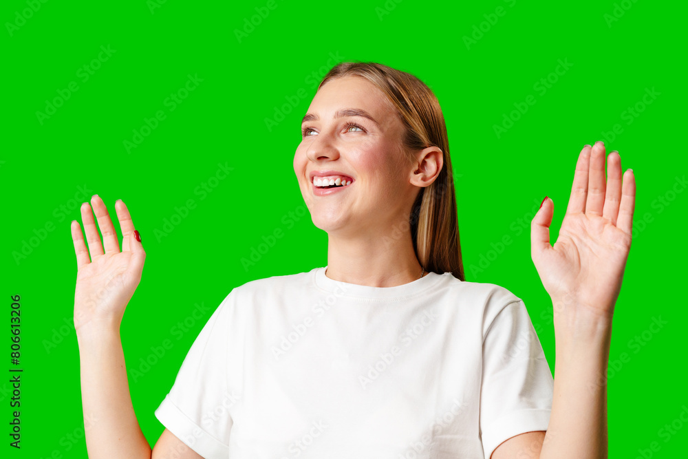 Young Woman in White T-shirt Making a Surprised Face Young Woman in White T-shirt Making a Surprised Face