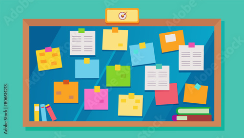 The librarys community bulletin board is adorned with colorful postit notes where visitors can leave recommendations for future records to be added to Vector illustration