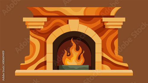 The fireplace is a work of art itself constructed with rare hand onyx and featuring a customdesigned mantle crafted from exotic wood.. Vector illustration