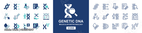 chromosome helix genetic dna icon vector set molecular biotechnology gene heredity signs illustration