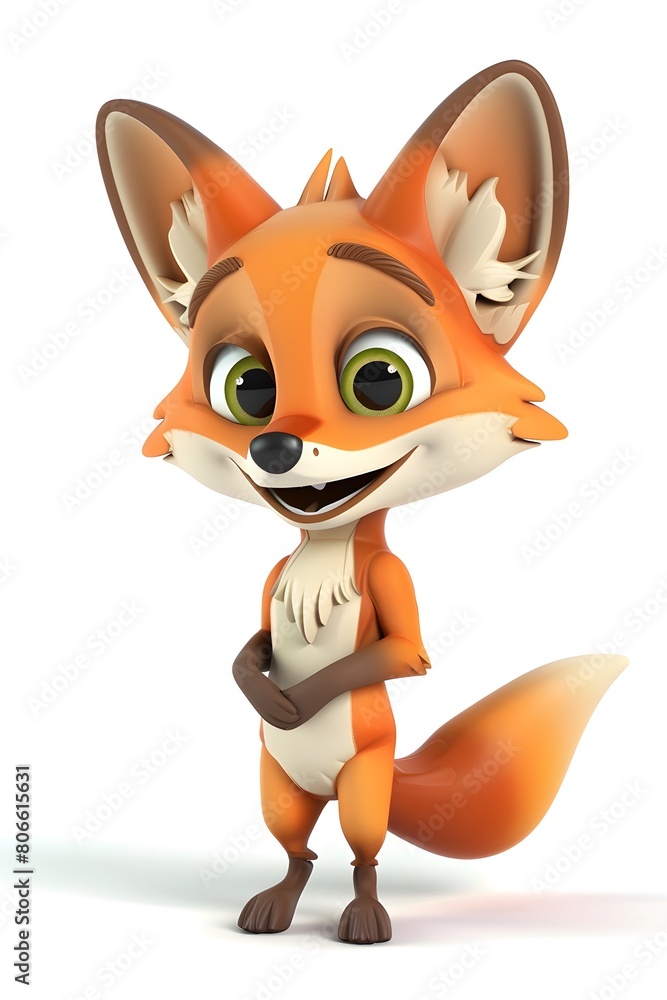 Obraz premium 3D Cute Fox Mascot Character